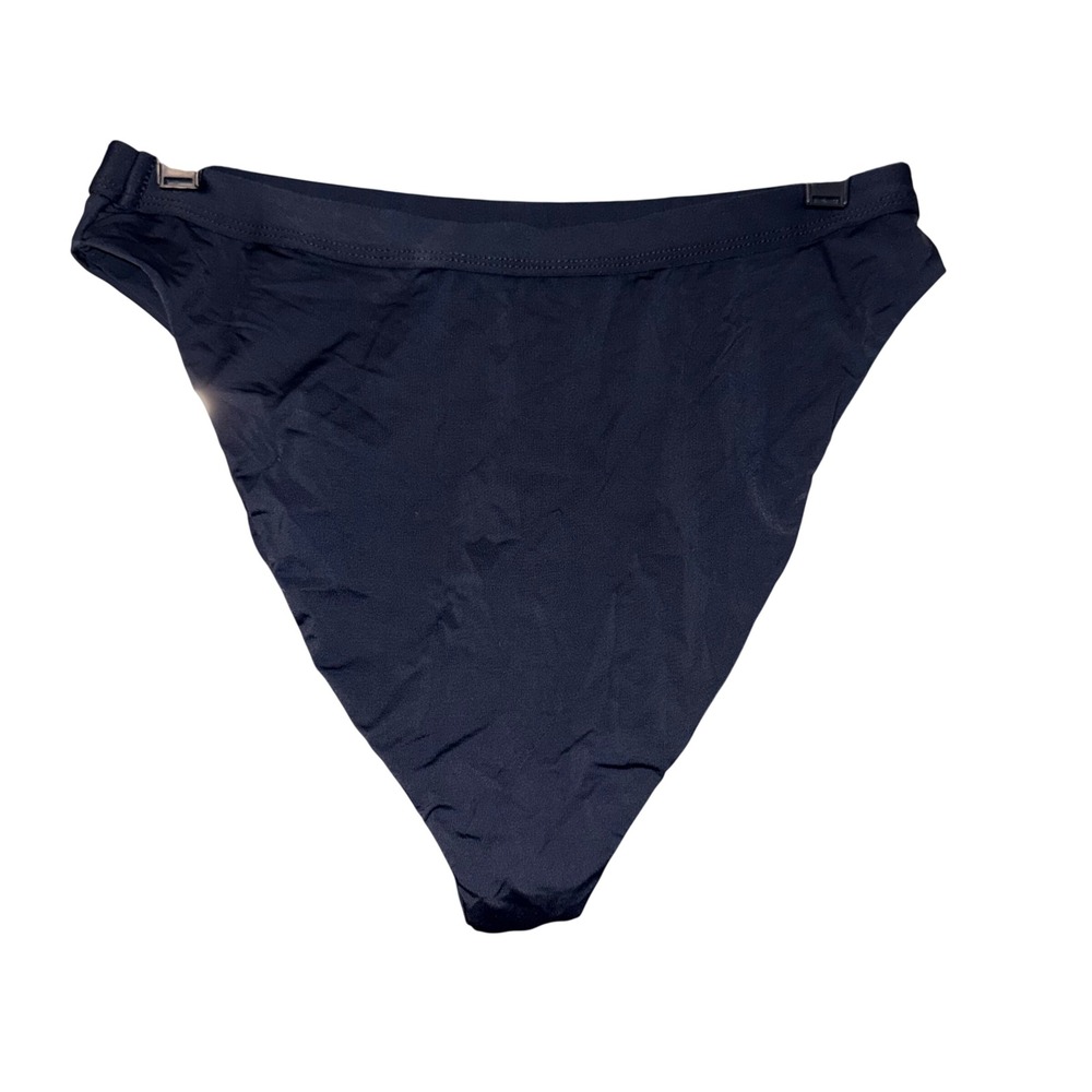 Lulus Minimalist High Waist Bikini‎ Bottom Womens Size M Black Nylon Spandex